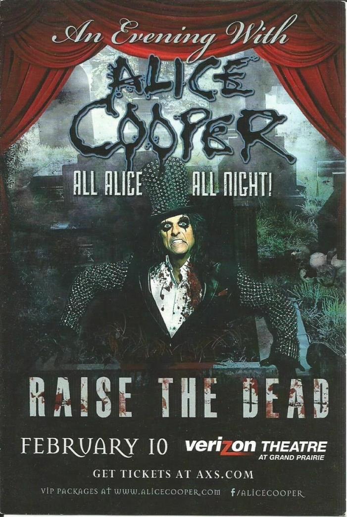 Alice Cooper Raise the Dead Volbeat Anthrax Concert Promo Card Dallas Texas Rare