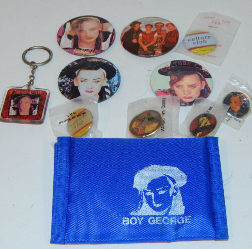 1980's Pop Band Culture Club Boy George Collector Lot Buttons Pins Wallet