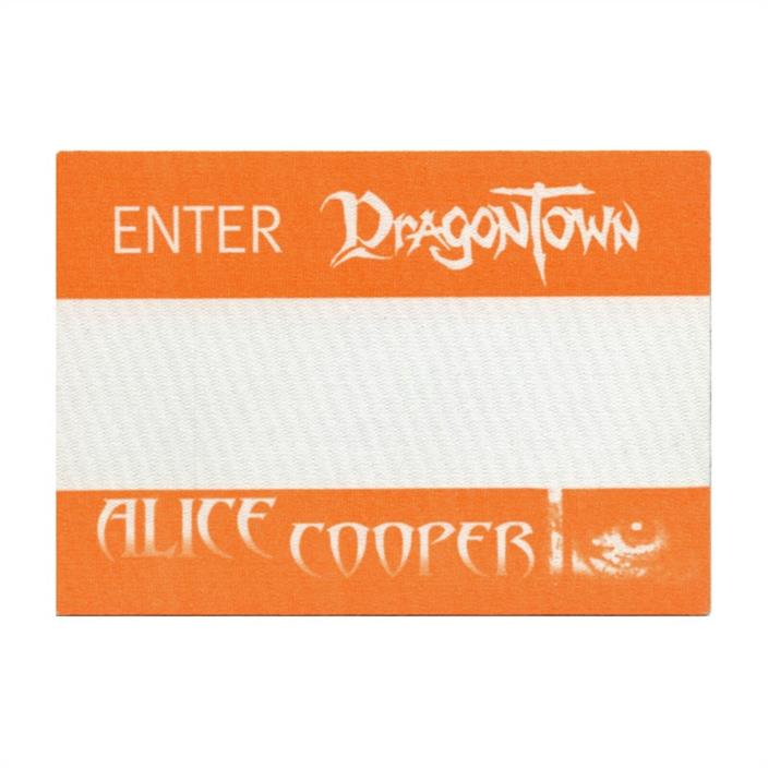 Alice Cooper authentic 2002 Dragontown Tour satin Backstage pass orange