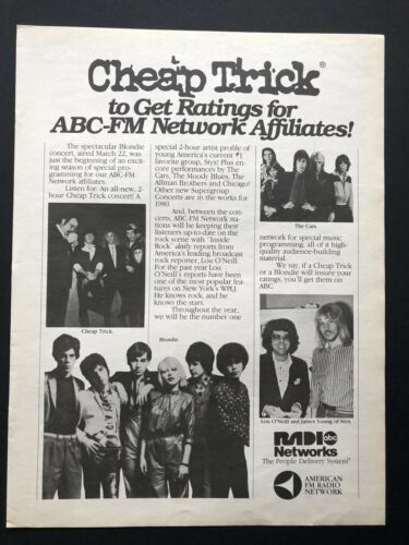 Cheap Trick 1983 Original 11X14” 2-Hour ABC Radio Network Concert Special Ad