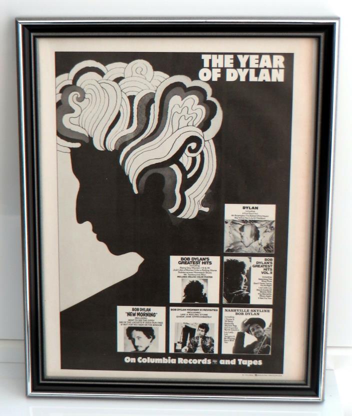 Bob Dylan Framed Vintage 70s Print Ad The Year of Dylan Columbia Records