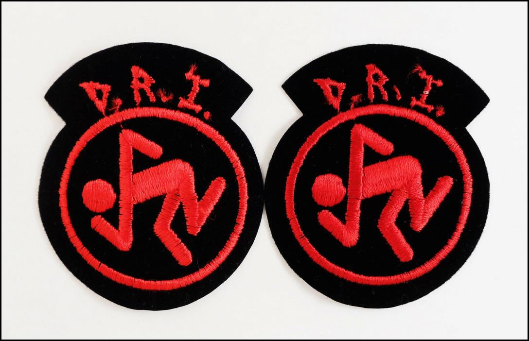 D.R.I. Lot Of 2 Vintage 80's Iron-On Embroidered Patch Pactches