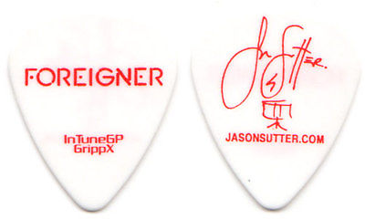 FOREIGNER Guitar Pick : 2010 Tour Jason Sutter signature white