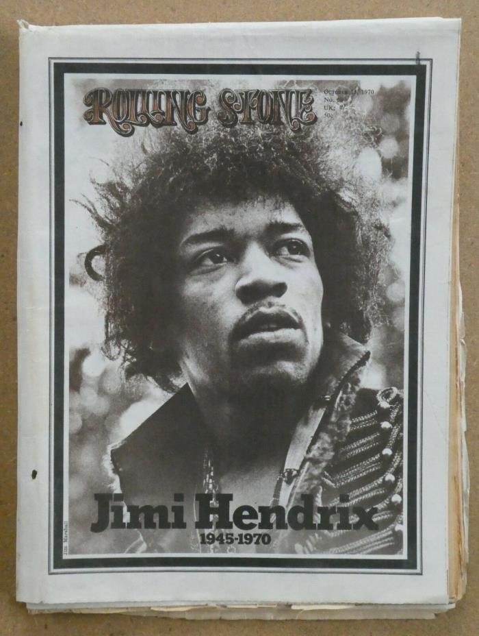 Original Jimi Hendrix Rolling Stone No. 68, Oct. 15, 1970, Complete VG Condition