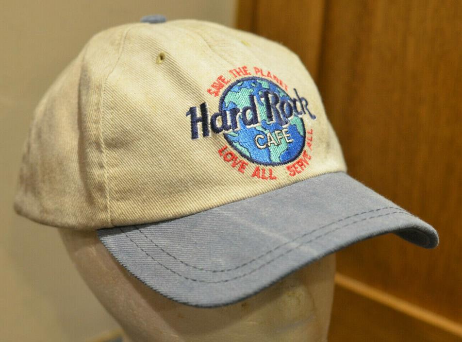Vtg 90's HARD ROCK CAFE Myrtle Beach Snapback Hat Green Denim Cap Save Planet