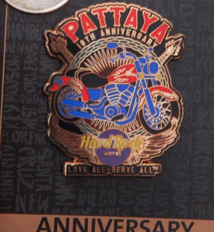 Hard Rock Cafe Pin PATTAYA Hotel 16th Anniversary Motorcycle guitar winged logo
