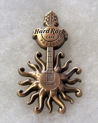 HARD ROCK CAFE PHOENIX 3D BRONZE GOLDEN SUN GUITAR PIN # 96088