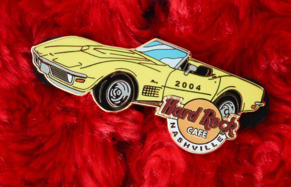 Hard Rock Cafe Pin Nashville CORVETTE Car chevrolet yellow lapel hat stingray