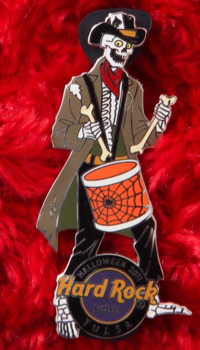 Hard Rock Cafe Pin TULSA HALLOWEEN Skeleton SKULL Cowboy hat drum stick spider