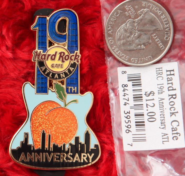 Hard Rock Cafe Pin Atlanta 19th Anniversary PEACH Guitar Georgia hat lapel logo