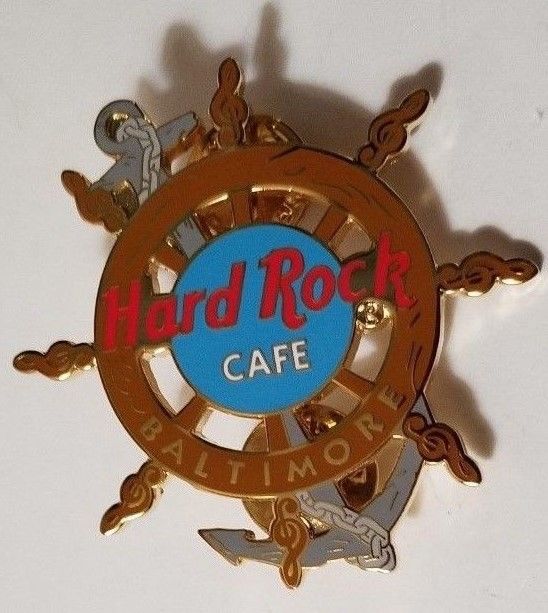 Hard Rock Cafe Pin Baltimore Ships Wheel With Anchor
