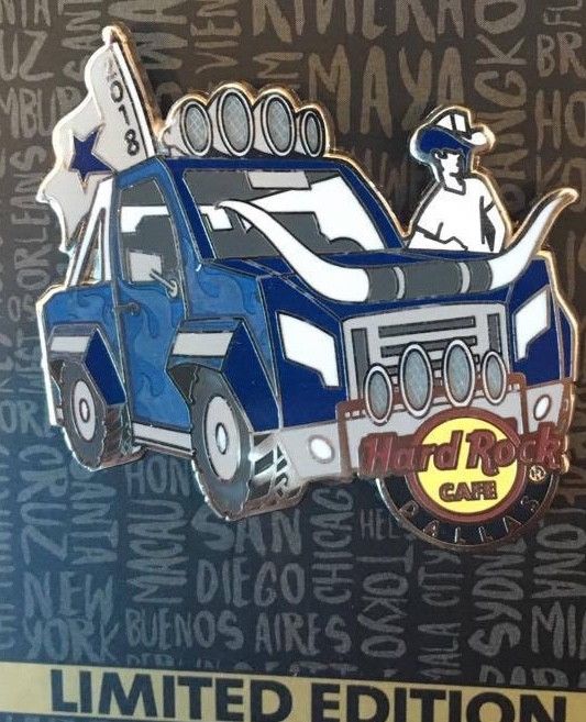 Hard Rock Cafe Pin Dallas Texas PICK UP TRUCK Cowboy car Cowboys flag hat lapel