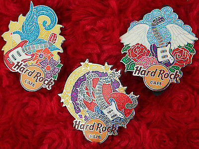 Hard Rock Cafe Pins ONLINE TATTOO SERIES LE50! wing guitar flower dove bird rose