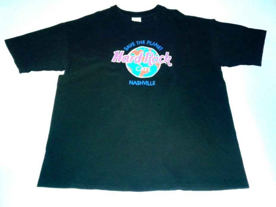 Vintage Hard Rock Cafe T Shirt Black Save the Planet Nashville Made in USA XXL