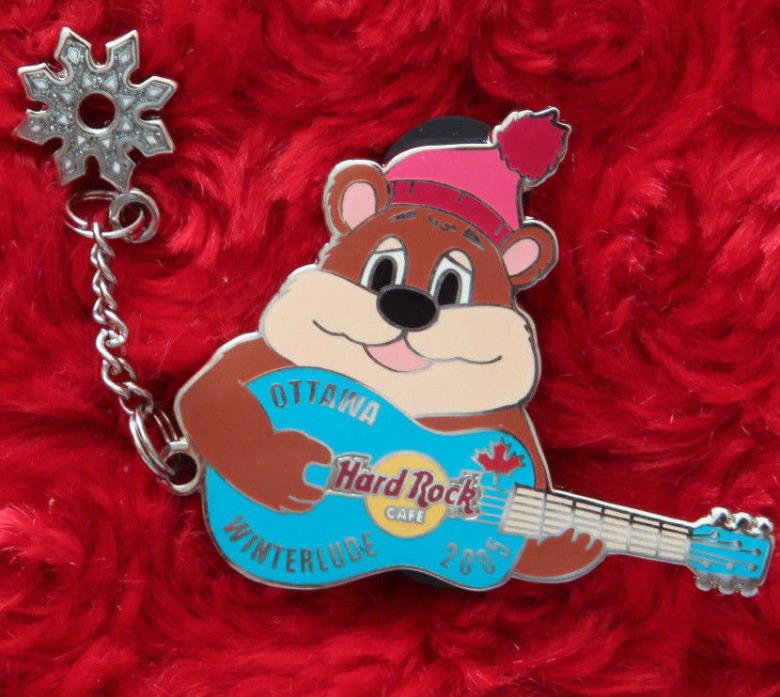 Hard Rock Cafe Pin OTTAWA Winterlude BEAR snowflake guitar hat canada maple leaf
