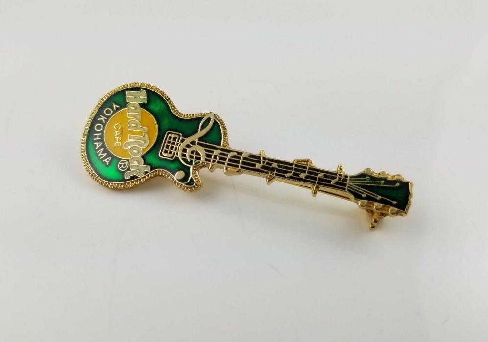 HRC Hard Rock Cafe Yokohama Green Guitar Shape Pin