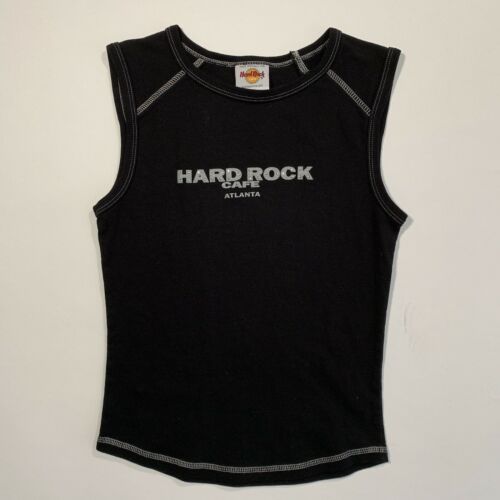 Hard Rock Cafe ATLANTA GEORGIA Women's Small Black Tank Top Y2k Summer Tshirt
