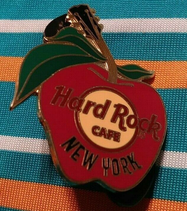 HARD ROCK CAFE HRC NEW YORK BIG APPLE RED GUITAR APPLE COLLECTIBLE PIN RARE /LE