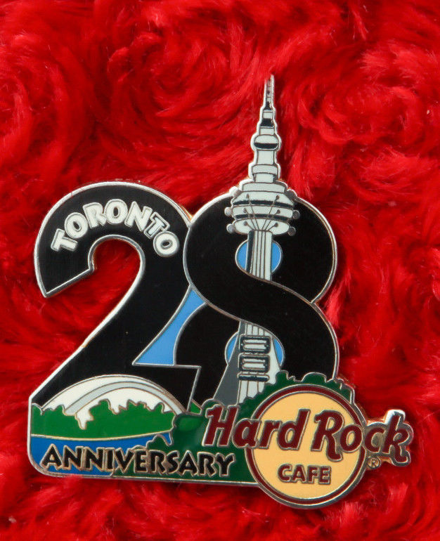 Hard Rock Cafe Pin TORONTO 28th Anniversary CNN Tower logo canada skyline guitar