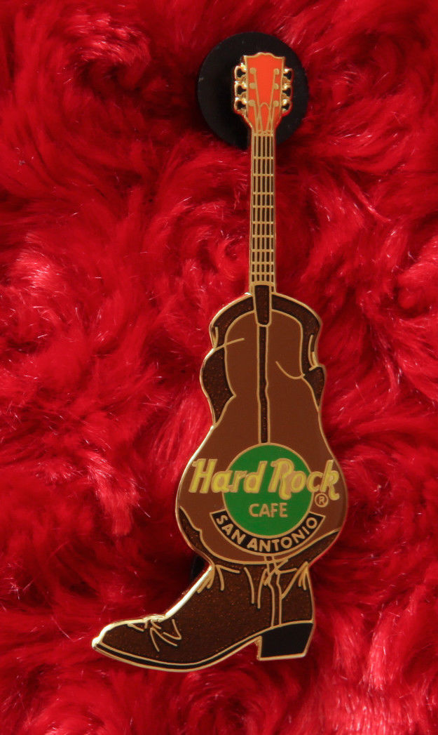 Hard Rock Cafe Pin SAN ANTONIO Texas COWBOY BOOT Guitar logo shoe lapel hat LE