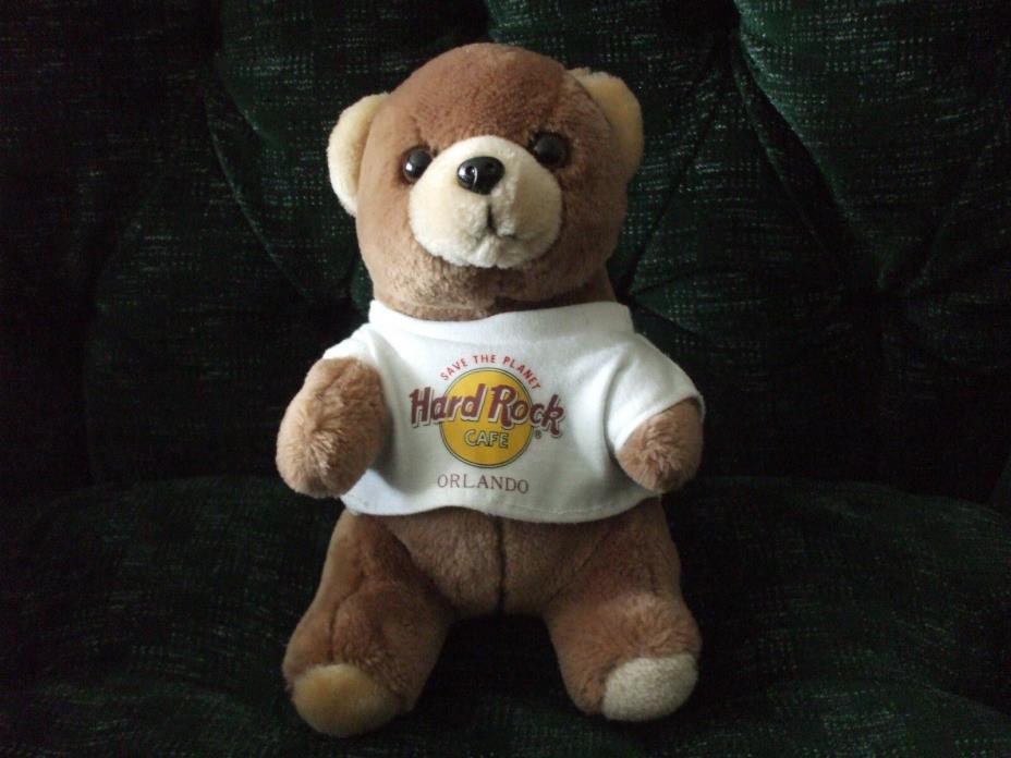 Teddy Bear Hard Rock Cafe Stuffed Plush in T Shirt Save the Planet Orlando 10