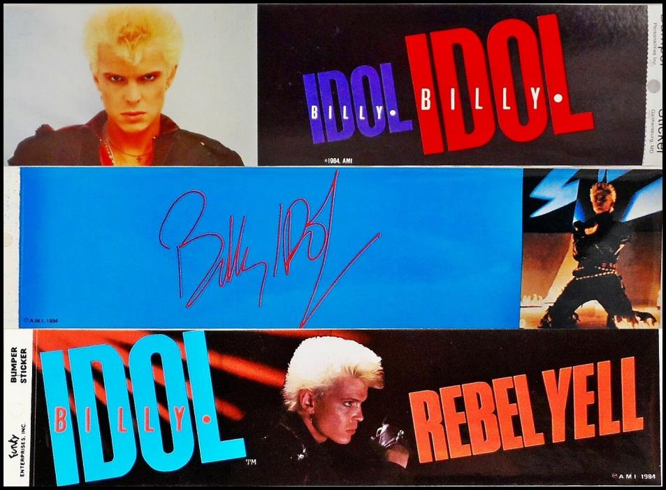 Billy Idol Lot Of 3 Original 80's Bumper Stickers Rebel Yell