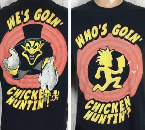 Vintage Insane Clown Posse T-Shirt Graphic Tee Who's Going Chicken Huntin M RARE