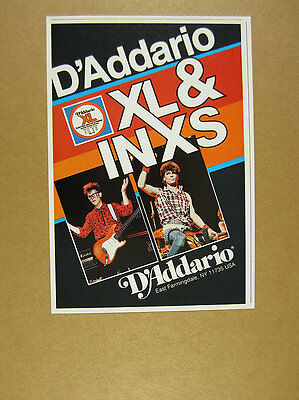 1986 INXS guitarists photo D'Addario XL Guitar Strings vintage print Ad