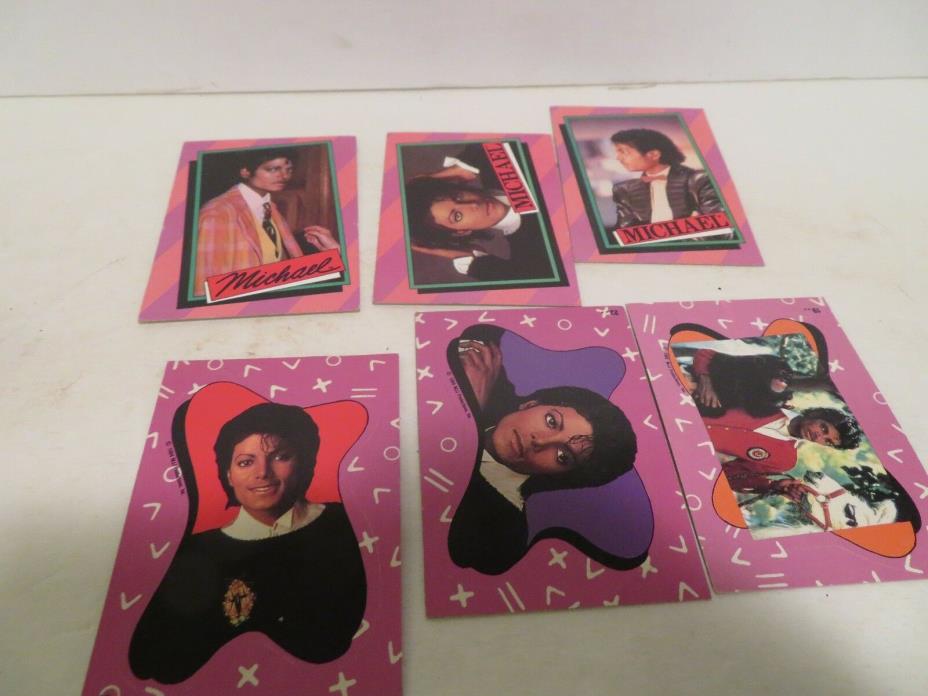 3  Michael Jackson Topp's Trading Cards 1984 & 3 stickers  worn