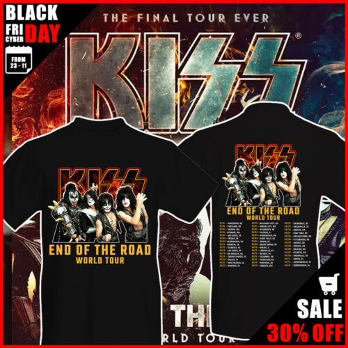 Kiss End of the Road Farewell Tour Dates 2019 T-shirt Black Cotton Full Size