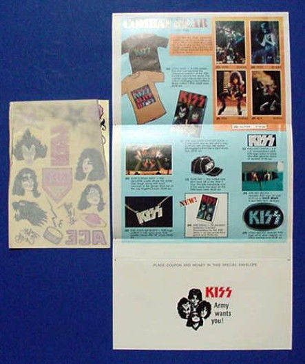 Vintage KISS ALIVE Army Tattoos Special Merchandise Combat Gear Mail in Brochure