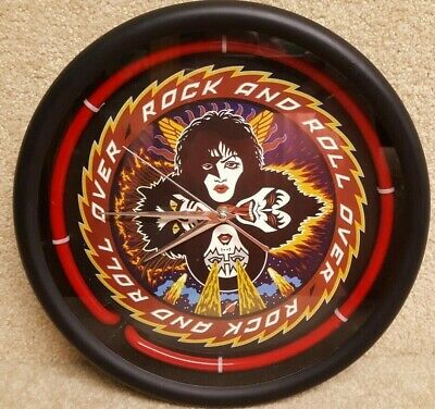 2007 KISS Catalog 12 Inch Diameter Working Neon Clock A/C Adapter Not Included