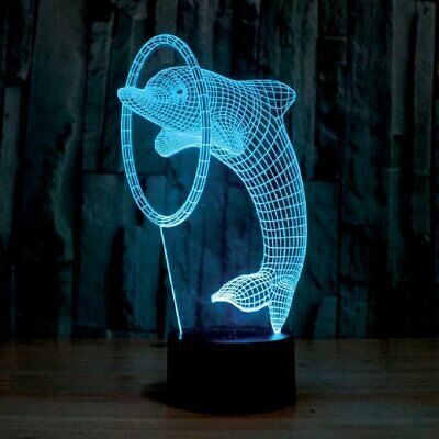 3D Illusion Color Changing USB Touch Light - Dolphin 10