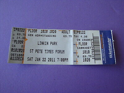 1-22 2011 Linkin Park St Pete Fl Concert Ticket Full Stub Chester Bennington