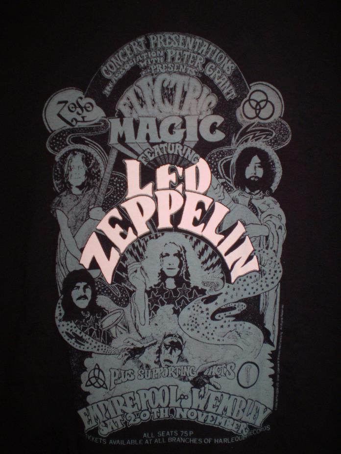 LED ZEPPELIN Shirt L Large BLACK Electric Magic WEMBLEY Concert Tour