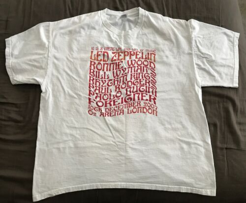Led Zeppelin Band Tee 2007 Ahmet Ertegun Tribute Concert T Shirt Size XXL White