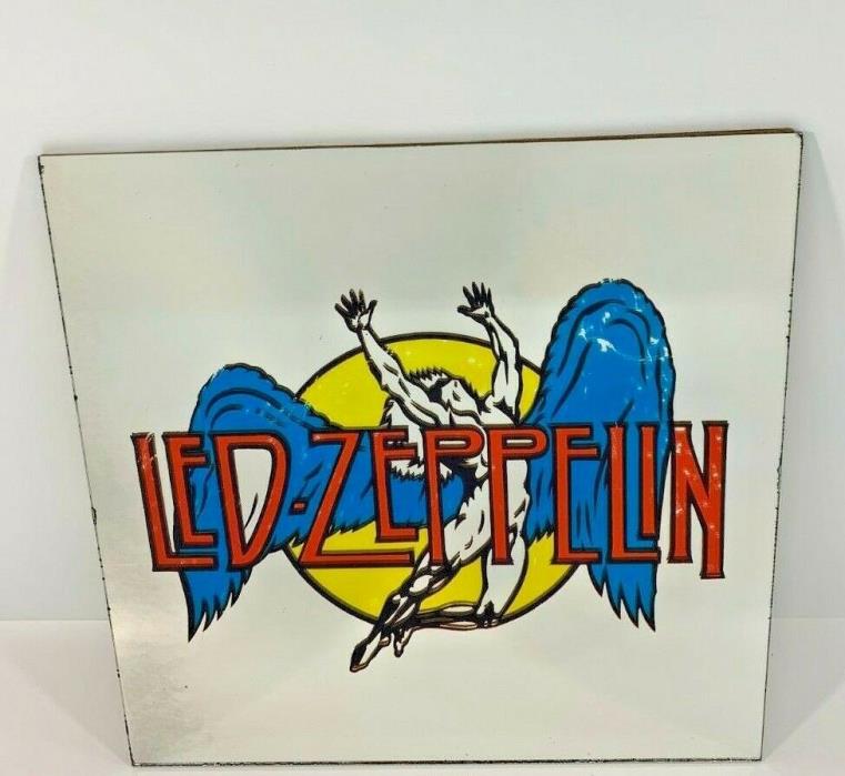 Vintage Led Zeppelin Painted Glass Tile Carnival  Mirror Wall Art Picture Swan