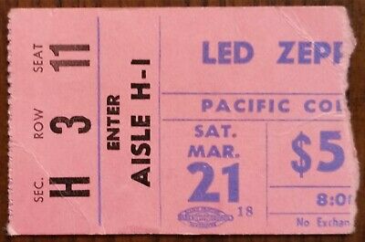 LED ZEPPELIN-John Bonham-1970 RARE Concert Ticket Stub (Vancouver, Canada)