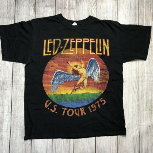 Led Zeppelin 1975 Tour Concert T Shirt Retro Graphic Rock Tee Mens L