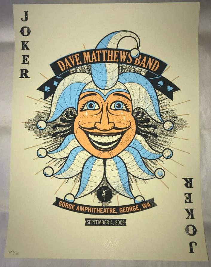 Dave Matthews Band RARE POSTER | 'JOKER GEORGE' | Gorge N1 2009 | Signed & #'d