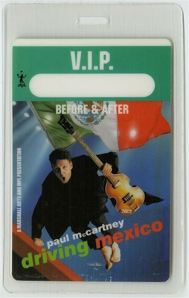 Paul McCartney authentic 2002 Laminated Backstage Pass Driving Mexico Tour VIP
