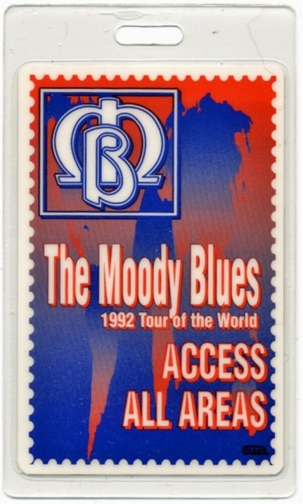 Moody Blues authentic 1992 concert tour Laminated Backstage Pass ALL ACCESS red