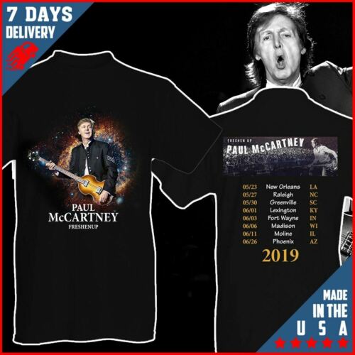 Paul McCartney Shirt 2019 T-Shirt Fan Freshen Up Concert Tour 2 Sides Music Blac