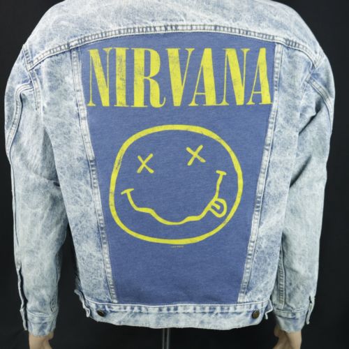Nirvana Levis Denim Jacket Blue Jean Trucker Acid Wash Made in USA Mens Medium