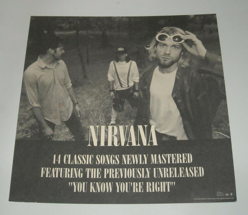 2002 NIRVANA 14 CLASSICS Geffen Records PROMO POSTER FLAT * 2 SIDED with PHOTO