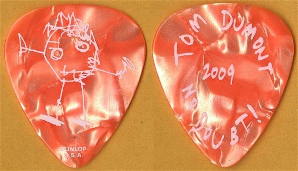 No Doubt Tom Dumont 2009 Summer tour white on orange pearl signature Guitar Pick