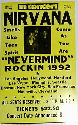 Nirvana Concert Poster - 1992 Nevermind Tour - 