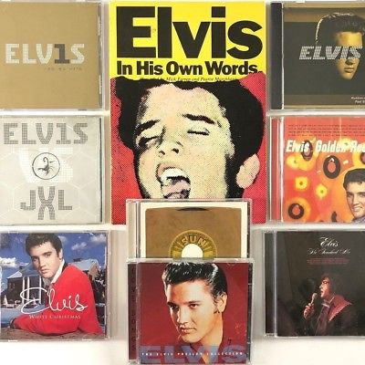 Elvis Presley 10 Item Lot CDs Button Own Words Book Hits Remixes #1 Love Xmas