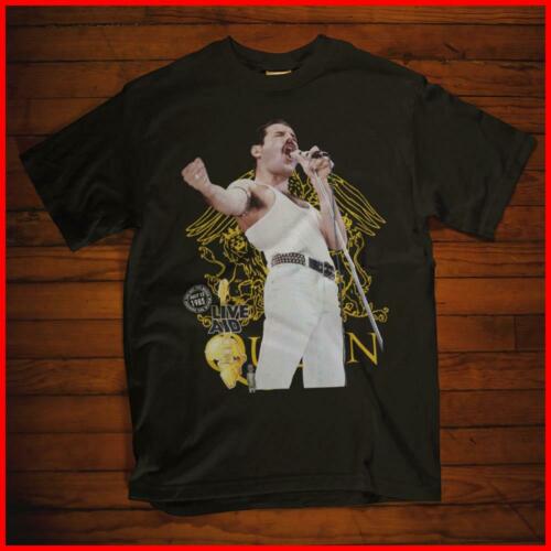 Freddie Mercury Queen T Shirt Bohemian Rhapsody Live Aid 1985 Mens T-Shirt Black