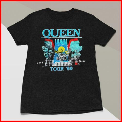 QUEEN FREDDIE MERCURY T-Shirt 1980 Rock Band Concert Tour T Shirt Black Cotton